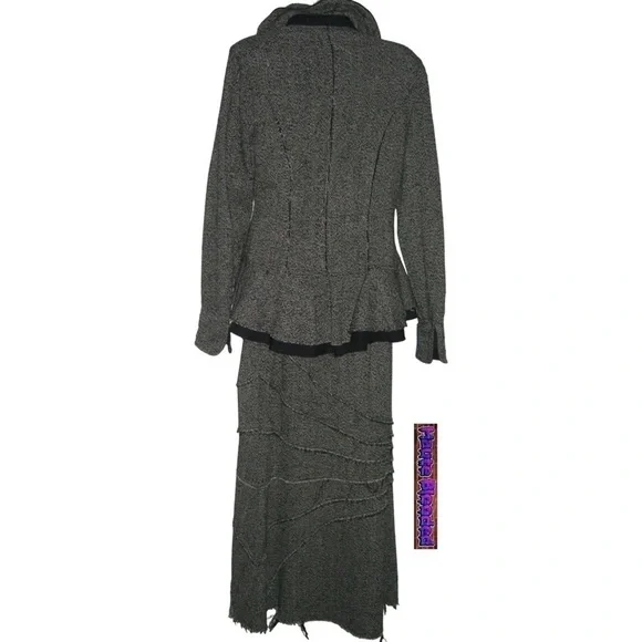 y2k Design Today's Tweed Fray Vintage Suit Punk Dark Academia Steampunk 90s Wool - Picture 9 of 16